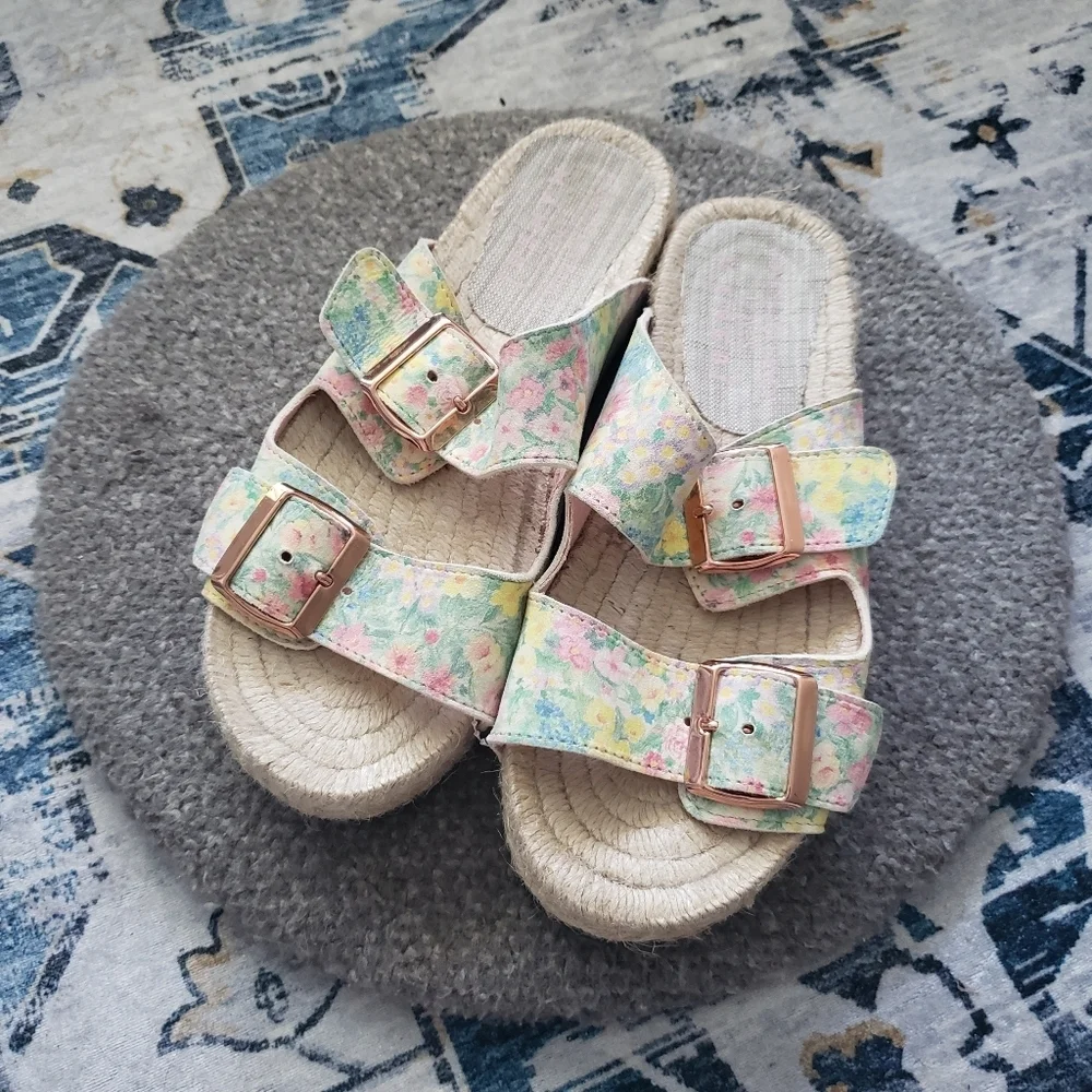 Manebi x Love Shack Fancy Nordic Sandals Rainbow Skies size 37